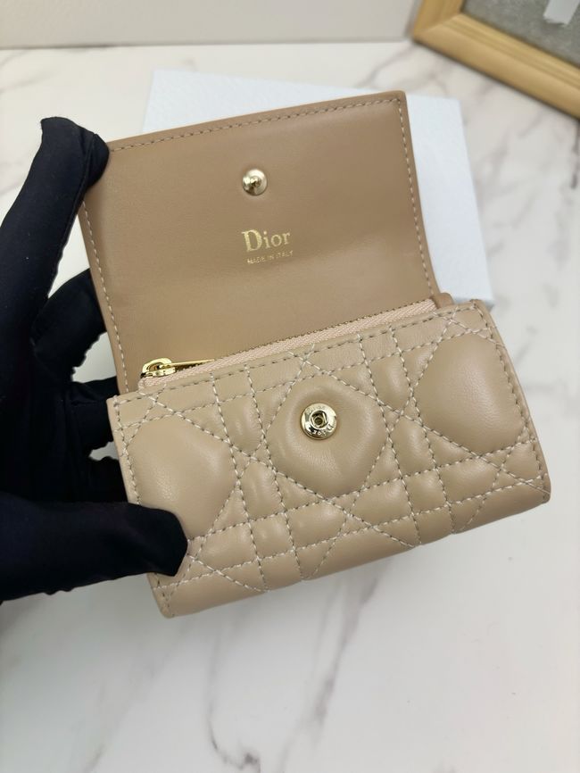 Lady Dior card holder Craie Cannage Lambskin S2067-1