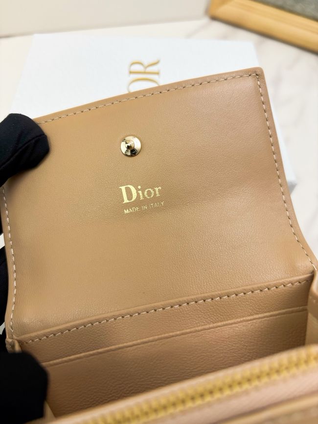 Lady Dior card holder Craie Cannage Lambskin S2067-1