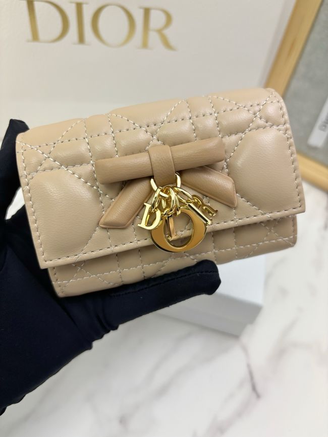 Lady Dior Dahlia Wallet Craie Cannage Lambskin S2067-1