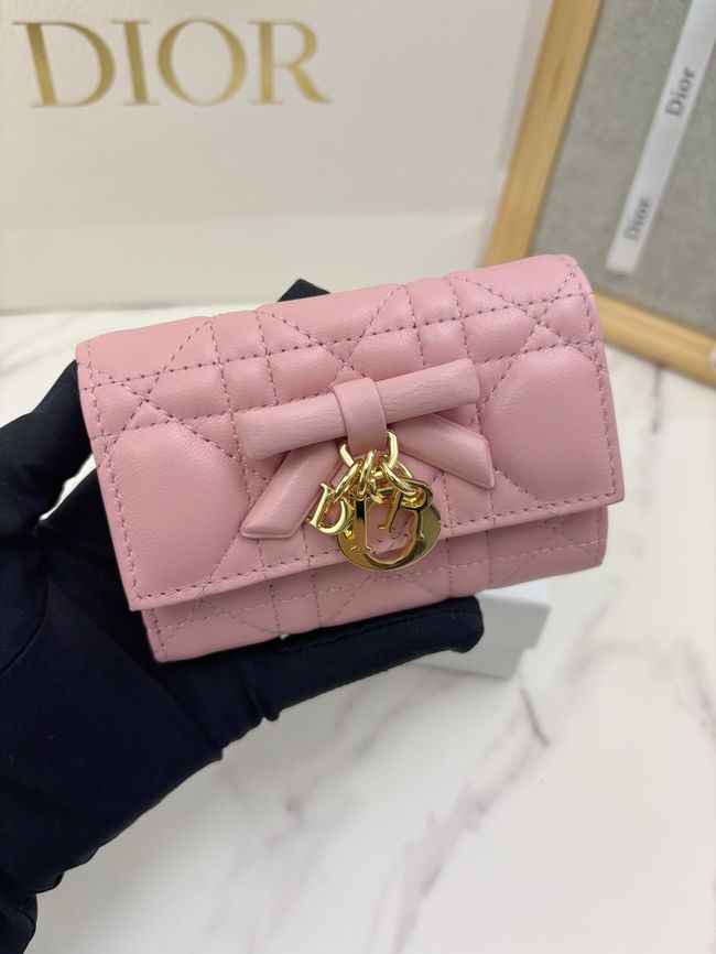 Lady Dior Dahlia Wallet Craie Cannage Lambskin S2067-2