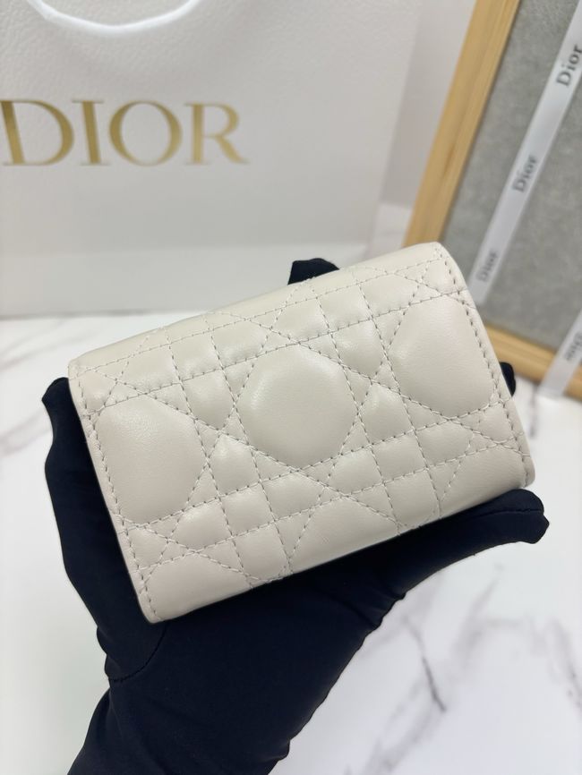 Lady Dior Dahlia card holder Craie Cannage Lambskin S2067-4 Lady Dior Dahlia card holder Craie Cannage Lambskin S2067-4