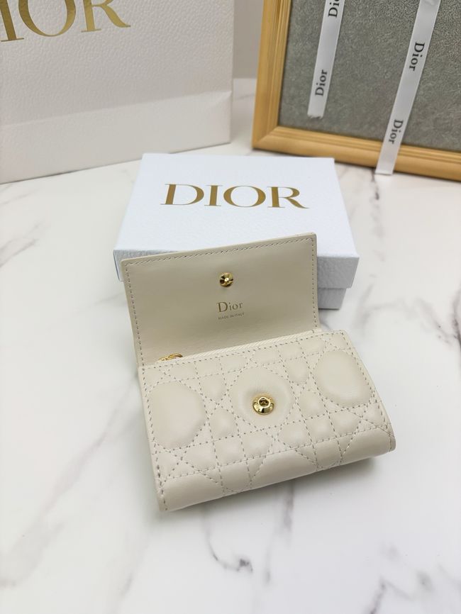 Lady Dior Dahlia card holder Craie Cannage Lambskin S2067-4 Lady Dior Dahlia card holder Craie Cannage Lambskin S2067-4