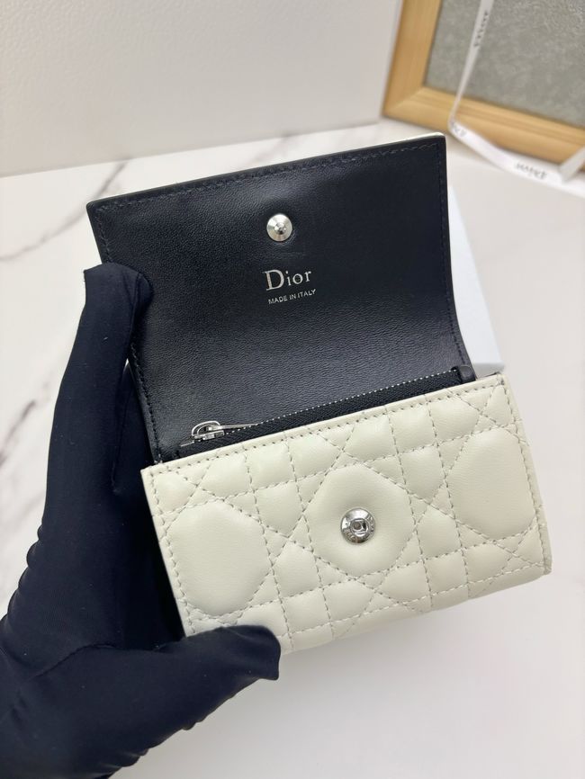 Lady Dior Dahlia card holder Craie Cannage Lambskin S2067-5 Lady Dior Dahlia card holder Craie Cannage Lambskin S2067-5