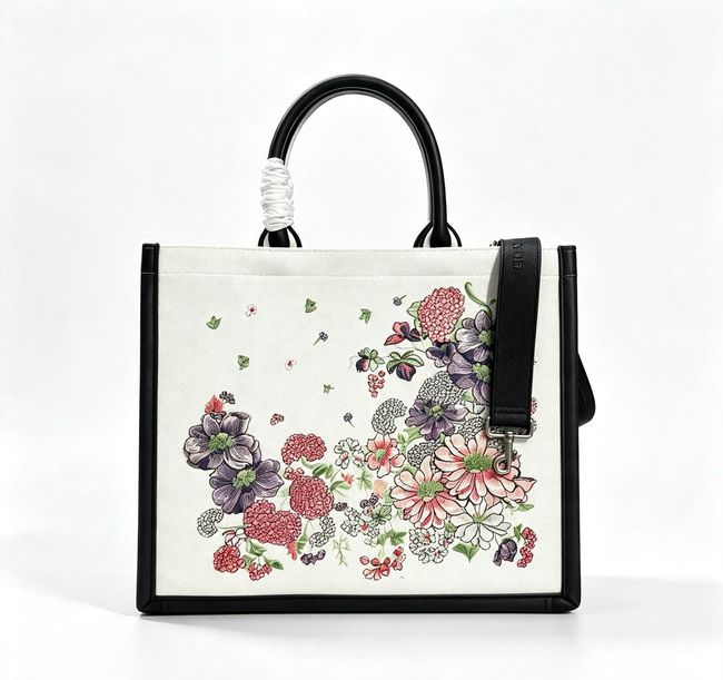 Large Dior Book Tote with Strap Multicolor Dior Hortensia Garden Embroidery M1349OE Large Dior Book Tote with Strap Multicolor Dior Hortensia Garden Embroidery M1349OE