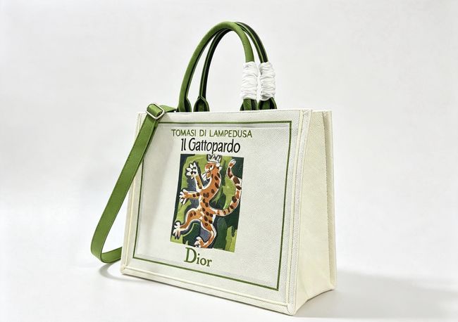 Medium Dior Book Tote with Strap M1354PE green