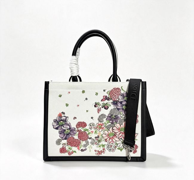 Medium Dior Book Tote with Strap Multicolor Dior Hortensia Garden Embroidery M1354PE Medium Dior Book Tote with Strap Multicolor Dior Hortensia Garden Embroidery M1354PE