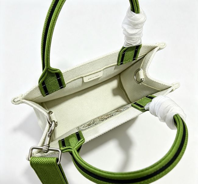 Small Dior Book Tote with Strap Embroidery M1404OE green