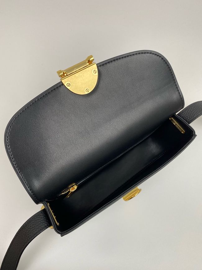 Small Dior Medaillon Flap Bag Grained Calfskin M3919Q black Small Dior Medaillon Flap Bag Grained Calfskin M3919Q black