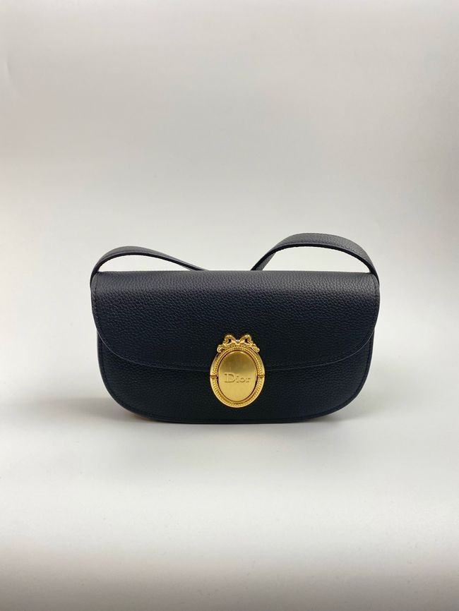 Small Dior Medaillon Flap Bag Grained Calfskin M3919Q black Small Dior Medaillon Flap Bag Grained Calfskin M3919Q black