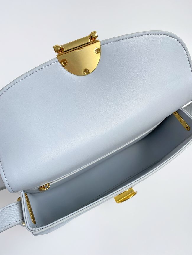 Small Dior Medaillon Flap Bag Grained Calfskin M3919Q ice blue Small Dior Medaillon Flap Bag Grained Calfskin M3919Q ice blue