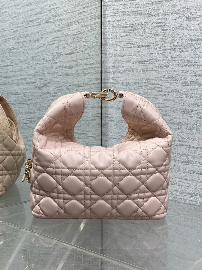 Small Dior Toujours Hobo Bag Cannage Lambskin M2867O Ballet Pink