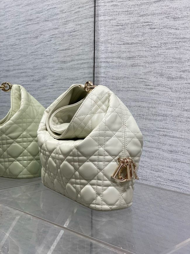 Small Dior Toujours Hobo Bag Cannage Lambskin M2867O Ivory