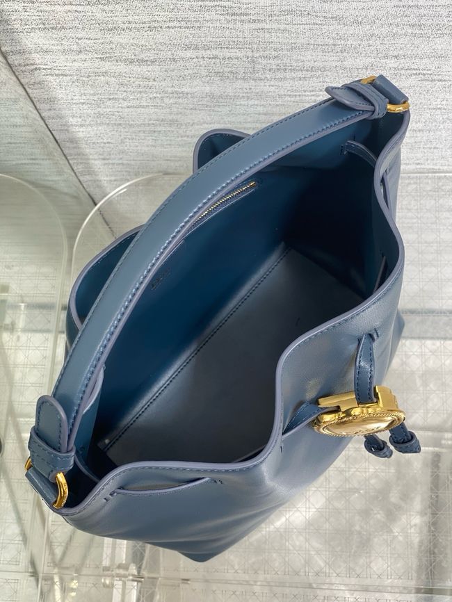Dior Calfskin Medium Tote Bag 67534 dark blue