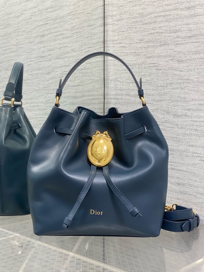 Dior Calfskin Medium Tote Bag 67534 dark blue