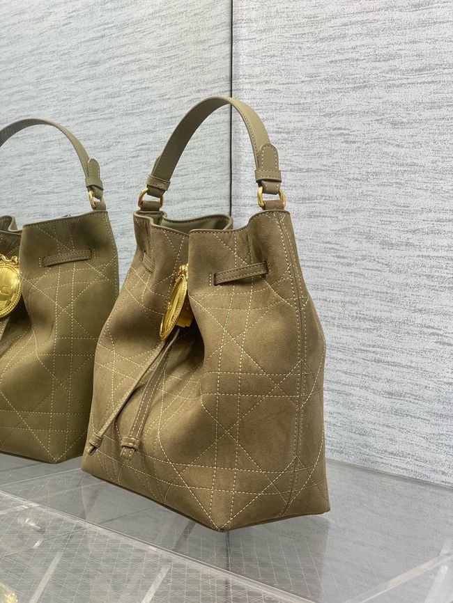 Dior Suede Calfskin Medium Tote Bag 67534 Khaki