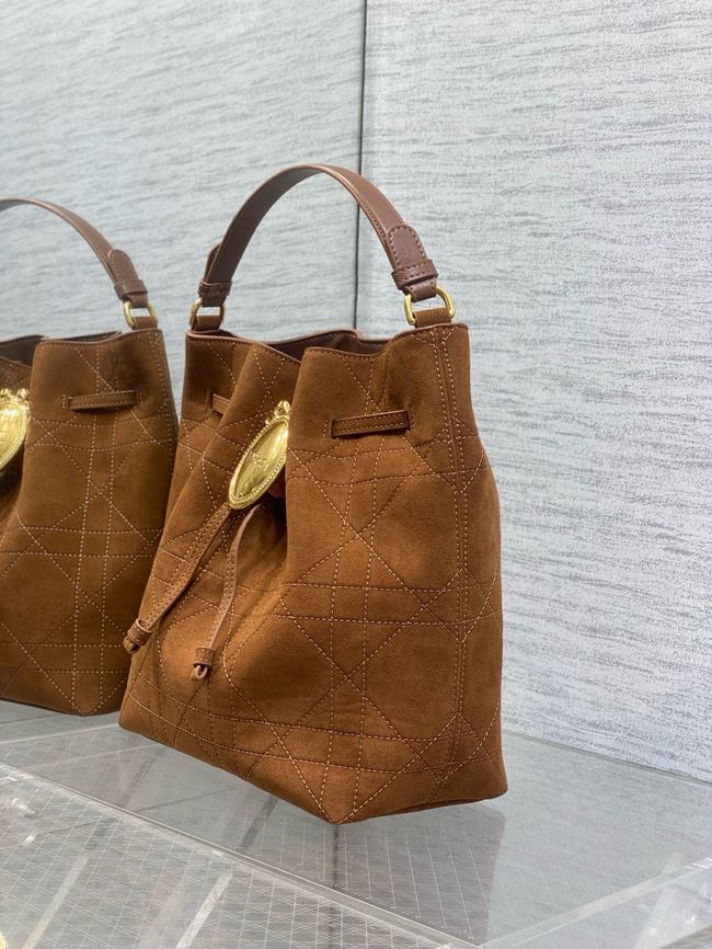 Dior Suede Calfskin Medium Tote Bag 67534 brown