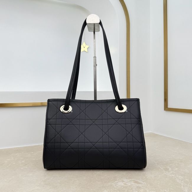 Small Dior Promenade Shopping Bag Black Flat Cannage Calfskin M1410O Small Dior Promenade Shopping Bag Black Flat Cannage Calfskin M1410O