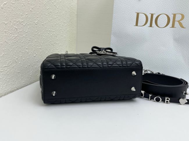 Small Lady Dior Bag with Strap Cannage Lambskin M0531OB black