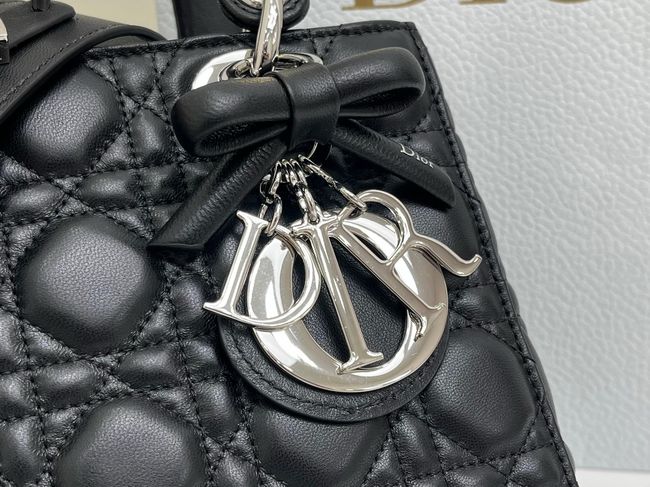 Small Lady Dior Bag with Strap Cannage Lambskin M0531OB black