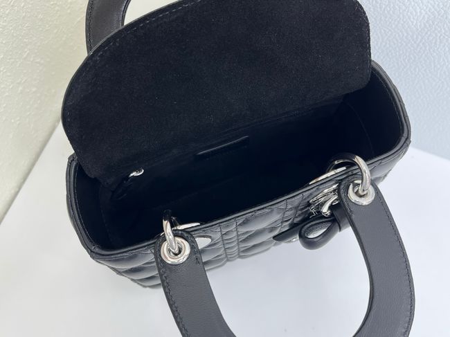 Small Lady Dior Bag with Strap Cannage Lambskin M0531OB black