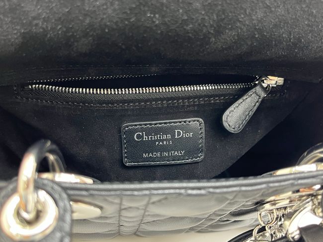 Small Lady Dior Bag with Strap Cannage Lambskin M0531OB black
