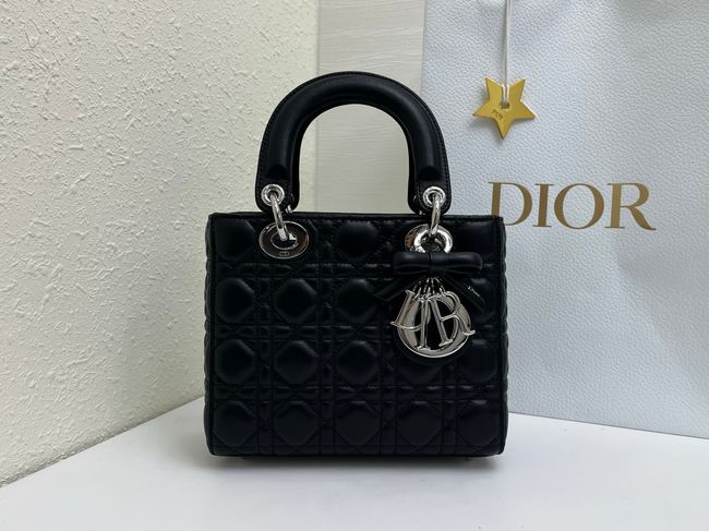 Small Lady Dior Bag with Strap Cannage Lambskin M0531OB black
