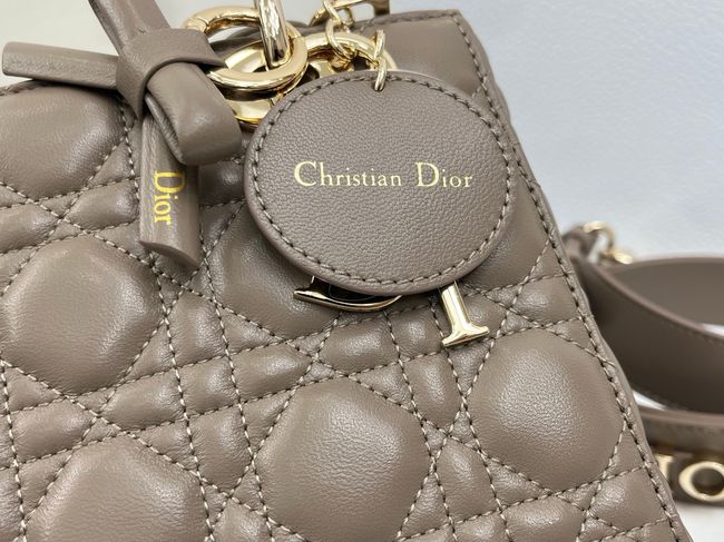 Small Lady Dior Bag with Strap Cannage Lambskin M0531OU dark gray Small Lady Dior Bag with Strap Cannage Lambskin M0531OU dark gray