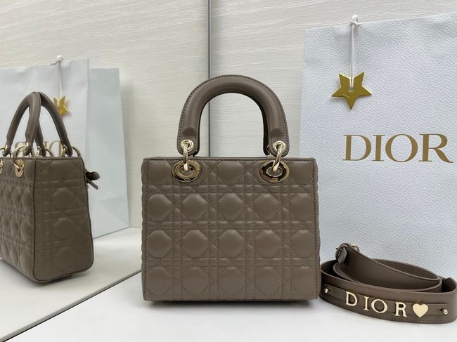 Small Lady Dior Bag with Strap Cannage Lambskin M0531OU dark gray Small Lady Dior Bag with Strap Cannage Lambskin M0531OU dark gray
