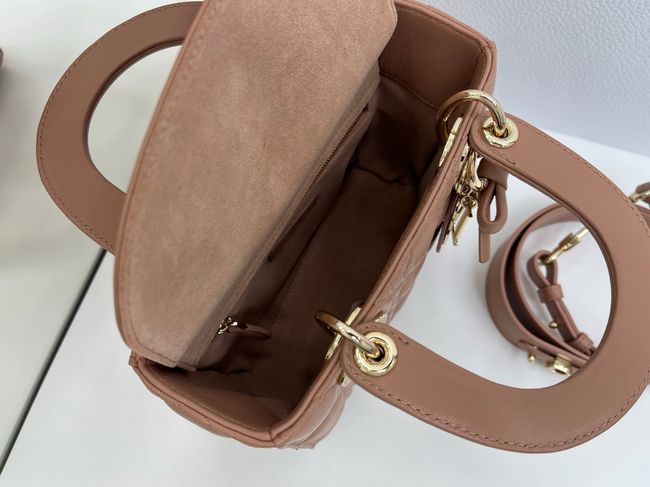 Small Lady Dior Bag with Strap Cannage Lambskin M0531OU dark pink Small Lady Dior Bag with Strap Cannage Lambskin M0531OU dark pink