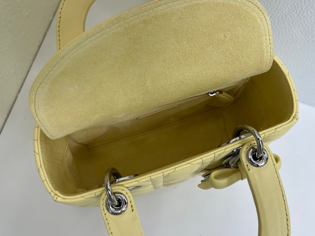 Small Lady Dior Bag with Strap Cannage Lambskin M0531OU yellow Small Lady Dior Bag with Strap Cannage Lambskin M0531OU yellow