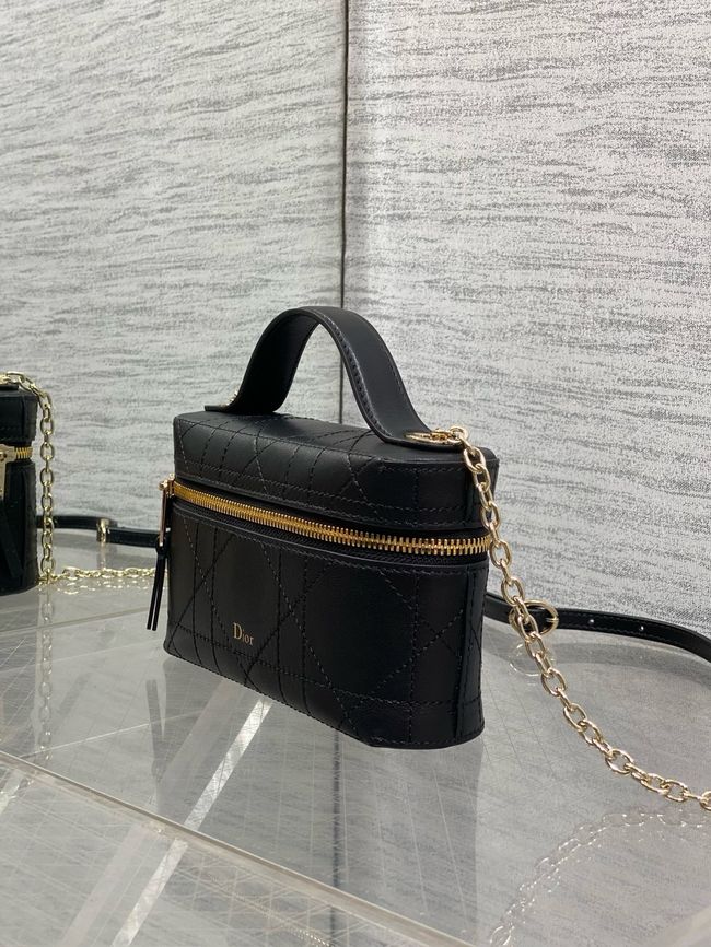 Dior Trianon Soft Vanity Mini Bag Flat Macrocannage Lambskin S4613OS black