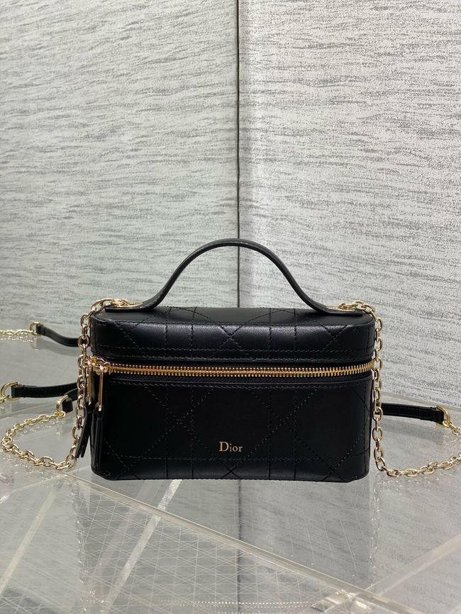 Dior Trianon Soft Vanity Mini Bag Flat Macrocannage Lambskin S4613OS black