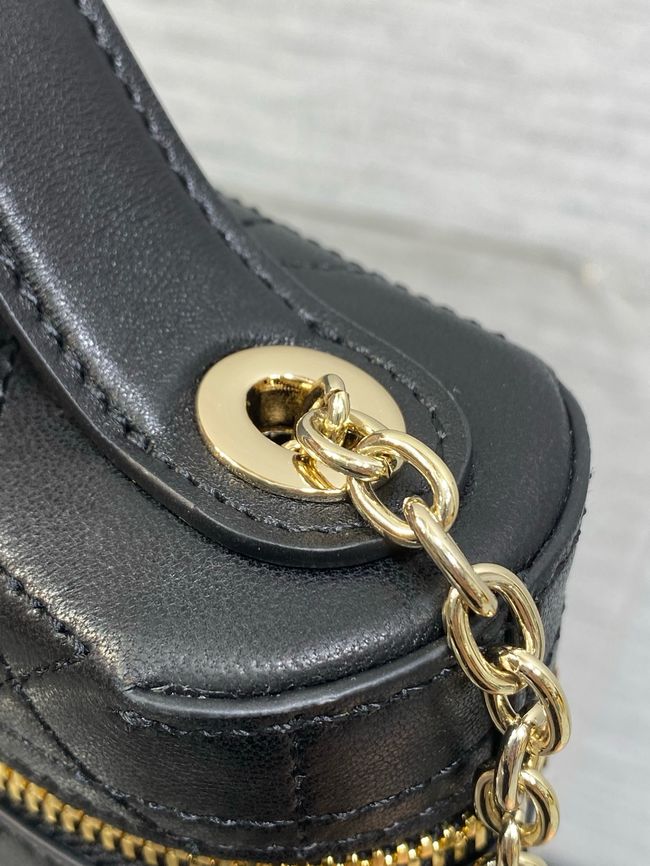 Dior Trianon Soft Vanity Mini Bag Flat Macrocannage Lambskin S4613OS black