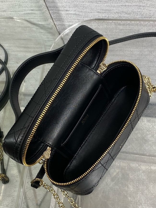 Dior Trianon Soft Vanity Mini Bag Flat Macrocannage Lambskin S4613OS black