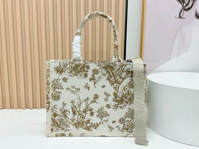 Medium Dior Book Tote with Strap Oblique Embroidery M1354PE-1