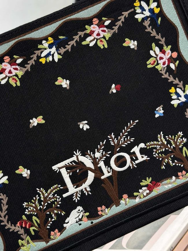 Medium Dior Book Tote with Strap Oblique Embroidery M1354PE-4
