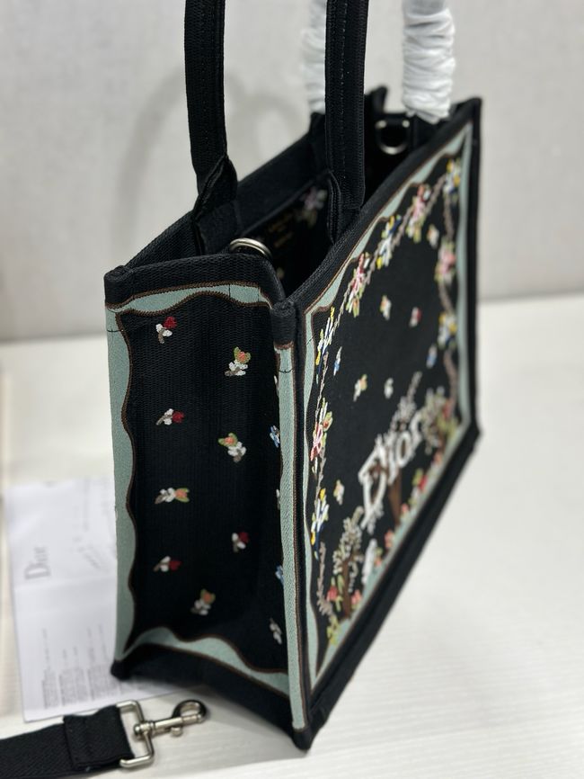 Medium Dior Book Tote with Strap Oblique Embroidery M1354PE-4