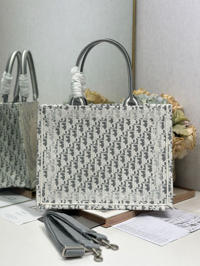 Medium Dior Book Tote with Strap Oblique Embroidery M1354PE-5