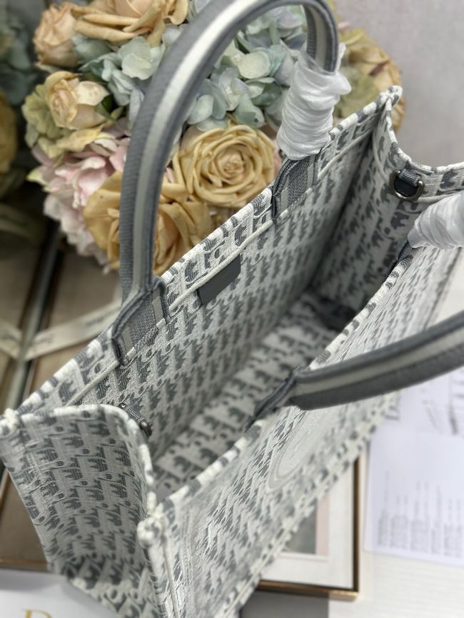 Medium Dior Book Tote with Strap Oblique Embroidery M1354PE-5