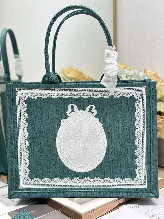 Medium Dior Book Tote with Strap Oblique Embroidery M1354PE-6