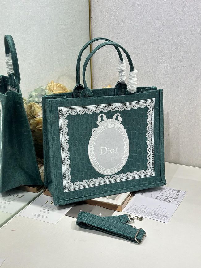 Medium Dior Book Tote with Strap Oblique Embroidery M1354PE-6
