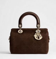 Small Dior Granville Bag Chocolate Flat Macrocannage Suede Calfskin M1441OH