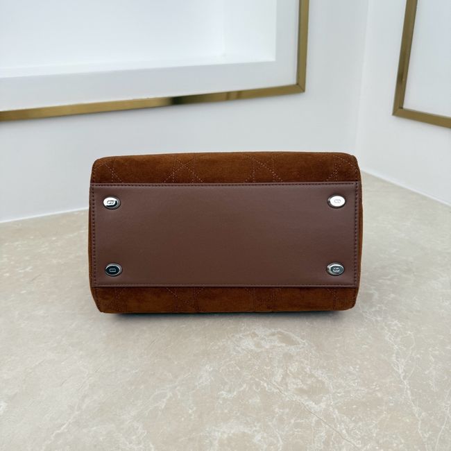 Small Dior Granville Bag Golden Saddle Flat Macrocannage Suede Calfskin M1441OH