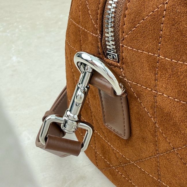 Small Dior Granville Bag Golden Saddle Flat Macrocannage Suede Calfskin M1441OH