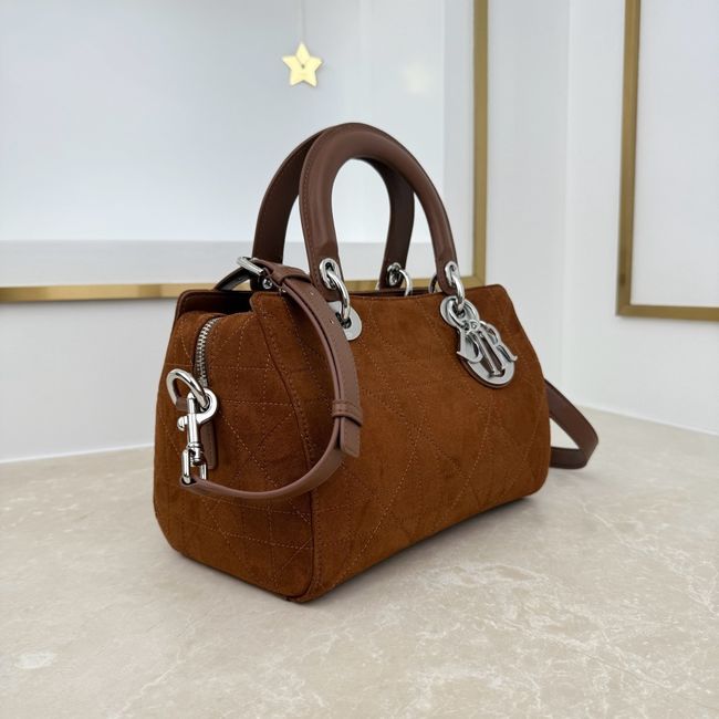 Small Dior Granville Bag Golden Saddle Flat Macrocannage Suede Calfskin M1441OH