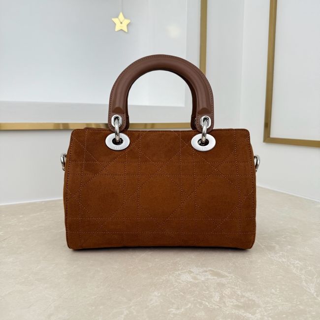 Small Dior Granville Bag Golden Saddle Flat Macrocannage Suede Calfskin M1441OH