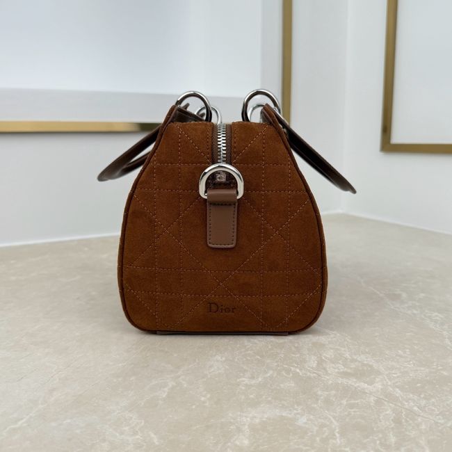 Small Dior Granville Bag Golden Saddle Flat Macrocannage Suede Calfskin M1441OH