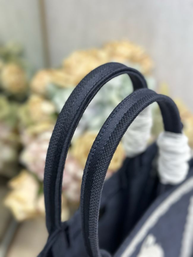 Medium Dior Book Tote with Strap Oblique Embroidery M1354PE-10