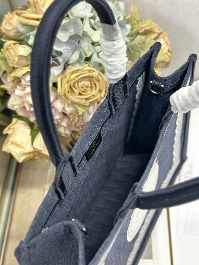Medium Dior Book Tote with Strap Oblique Embroidery M1354PE-10