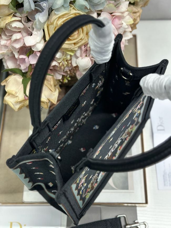 Small Dior Book Tote with Strap Embroidered M1404OE-2